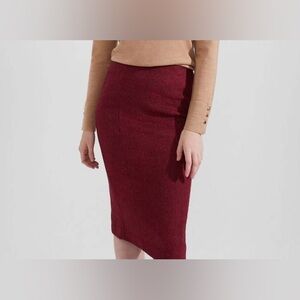 Leith - Red/Burgundy Pencil Skirt, Size M